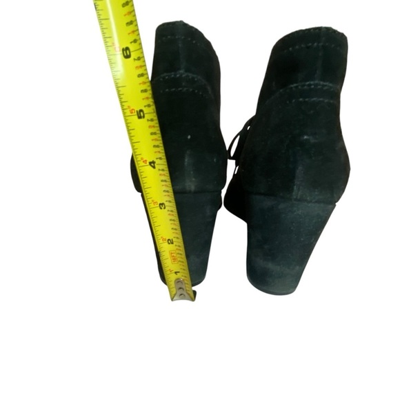 Lucky Brand Black Suede Swayze Wedge Ankle Lace Up Booties SZ 10 - Picture 10 of 14